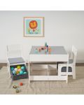 Set de masă pentru copii cu două fețe cu tablă și 2 scaune Ginger Home - alb-gri - 7t