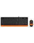 A4tech F1010 Fstyler Set cu cablu tastatura si mouse, USB, negru cu portocaliu - 1t