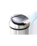 Coș de gunoi cu capac din plastic Brabantia - Touch Bin, 60 l, Brilliant Steel - 3t