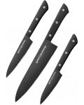 Set de 3 cuțite Samura - Shadow, acoperire neaderentă neagră - 1t
