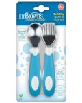 Set furculiță și lingură Dr. Brown's - Albastru - 2t