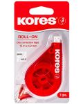 Bandă corectoare Kores - Roll On, 4,2 mm x 15 m, roșie - 2t