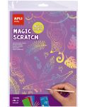 Set de cărți de răzuit Apli Kids Scratch Cards - 8 cărți colorate și 4 bețe de lemn - 2t
