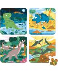 Set de puzzle-uri intr-o valiza Janod - Dinozauri, 4 buc  - 2t