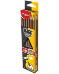 Set creioane cu radiera Maped Black'Peps - HB, 12 bucati - 1t