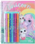 Depesche Top Model Ylvi - Set de cărți de colorat Unicorn cu pixuri cu vârf de pâslă - 1t