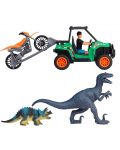 Set Dickie Toys - 2 vehicule și 2 dinozauri - 3t