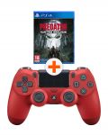 Controller - DualShock 4 - Magma Red, v2 + Predator: Hunting Grounds (PS4) - 1t