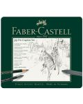 Set de creioane Faber-Castell Pitt Graphite - 19 bucăți, în cutie metalică	 - 1t