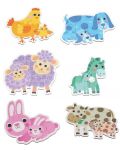 Set puzzle-uri progresive Andreu Toys - Animalele si micutii lor, 6 piese - 2t