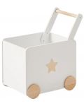 Cutie pentru jucării cu roți Ginger Home - Din lemn, albă, 38 х 45 х 54 cm - 1t