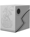Cutie pentru carti de joc Dragon Shield Double Shell - alb cenușiu/negru (150 buc.) - 1t