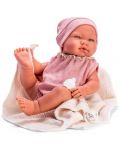 Păpușă bebeluș Asi Dolls - Maria, cu bodiul roz și pătură bej, 43 cm - 1t