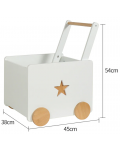 Cutie pentru jucării cu roți Ginger Home - Din lemn, albă, 38 х 45 х 54 cm - 5t