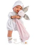 Papusa-bebe Llorens - Cu rochie ursulet si perna, 38 cm - 1t