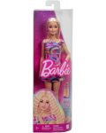 Păpușă Barbie  Fashionistas - Cu o rochie colorată și păr blond în valuri - 3t