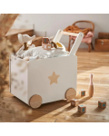 Cutie pentru jucării cu roți Ginger Home - Din lemn, albă, 38 х 45 х 54 cm - 6t