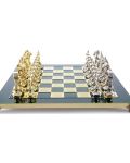 Șah de lux Manopoulos - Renaștere, câmpuri verzi, 36 x 36 cm - 1t