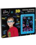 Tablita magica pentru desenat 3D cu LED Kidea - albastra, neon - 1t