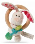 Jucărie moale Nici - Cu inel de lemn și clopoțel, Tilly Rabbit, 15 cm - 1t
