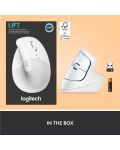 Mouse Logitech - Lift Vertical EMEA, optic, wireless, alb - 8t