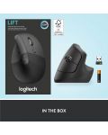 Mouse Logitech - Lift Vertical EMEA, optic, wireless, negru - 8t