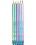 Creion Mitama - Grapho Pastel, HB, cu radieră, sortiment - 1t