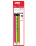 Creion Faber - Candy, cu radiera, fluorescent, HB, sortiment - 2t