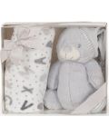 Pătură cu jucărie Cangaroo - Ursuleț gri, 90 x 75 cm - 2t