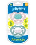 Dr. Brown's Orthodontic Soother - Advantage, 6-18 m, 2 bucăți, roz - 3t