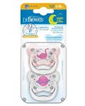 Dr. Brown's Orthodontic Soother - PreVent, 6-18 m, luminat, 2 bucăți, roz - 3t
