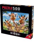 Puzzle Anatolian de 500 de piese - Selfie cu girafe - 1t