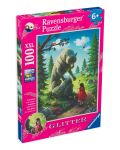 Puzzle cu paiete Ravensburger din 100 de piese XXL - Scufița Roșie și Lupul - 1t