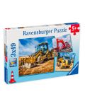 Puzzle Ravensburger de 3 х 49 piese - Digger at work - 1t