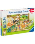 Puzzle Ravensburger din 2 x 24 de piese - Zi la fermă - 1t