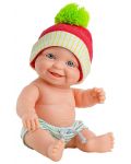 Papusa-bebe Paola Reina Los Peques - Greg, cu caciula rosie cu pompon verde, 21 cm - 1t