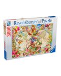 Puzzle Ravensburger din 3000 de piese - Harta lumii cu flora și fauna - 1t