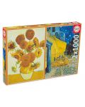 Puzzle Educa din 2 x 1000 de piese - Vincent van Gogh, Sunflowers and Café Terrace at Night - 1t