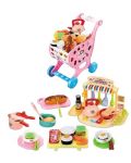 Cărucior cu bucătărie Raya Toys - 64 de piese roz - 2t