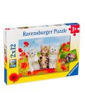 Puzzle Ravensburger din 2 x 12 piese -  Aventurile pisoilor - 1t