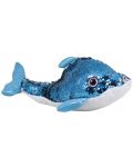 Jucărie de pluș Amek Toys - Delfin cu paiete, albastru, 32 cm - 1t