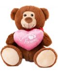 Jucărie de pluș Amek Toys - Ursuleț maro cu inimă, 20 cm - 1t