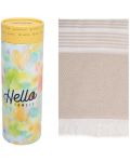 Prosop de plajă în cutie Hello Towels - New Collection, 100 x 180 cm, 100% bumbac, bej - 1t