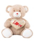 Jucărie de pluș Amek Toys - Ursuleț de pluș cu inimă, bej, 24 cm - 1t