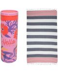 Prosop de plajă în cutie Hello Towels - New Collection, 100 x 180 cm, 100% bumbac, albastru-roșu - 1t