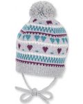 Pălărie tricotată pentru copii Sterntaler - La inimioare, 47 cm, 9-12 luni, gri - 1t