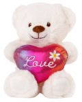 Jucărie de pluș Amek Toys - Ursuleț de pluș cu inimă de cameleon, alb, 16 cm - 1t