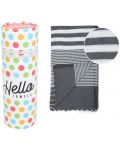Prosop de plajă în cutie Hello Towels - Malibu, 100 x 180 cm, 100% bumbac, alb-negru - 1t