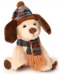 Jucărie de pluș Amek Toys - Câine de Crăciun cu pălărie și eșarfă, 20 cm - 1t
