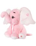 Jucărie de pluș Amek Toys - Elefant cu inimă și sunet, roz, 41 cm - 1t